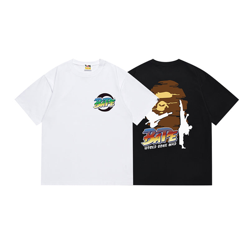 Bathing Shark and ape head print T Shirt NextBlock