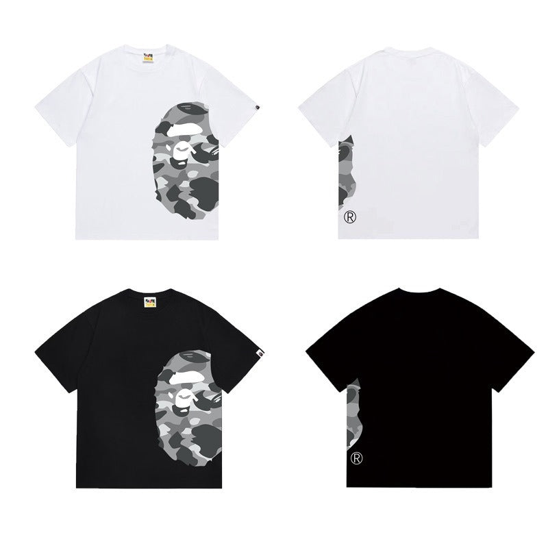 Bathing Shark and ape head print T Shirts NextBlock