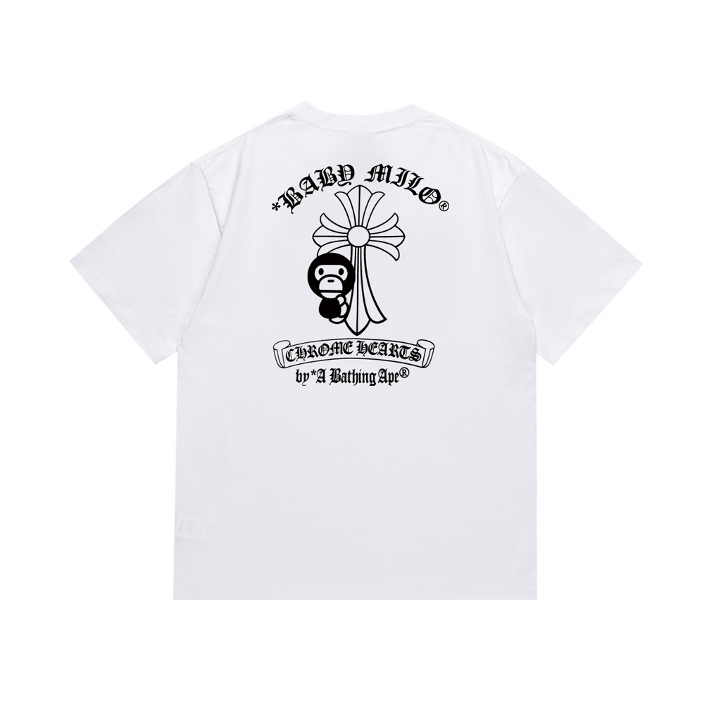 Bathing Shark and ape head print T-Shirt NextBlock