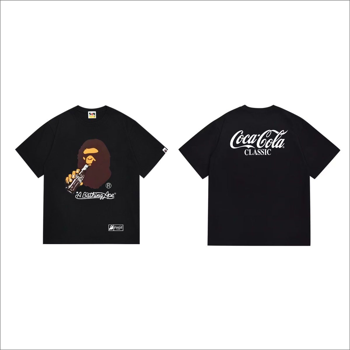 Bathing Shark and ape head print T-Shirt NextBlock