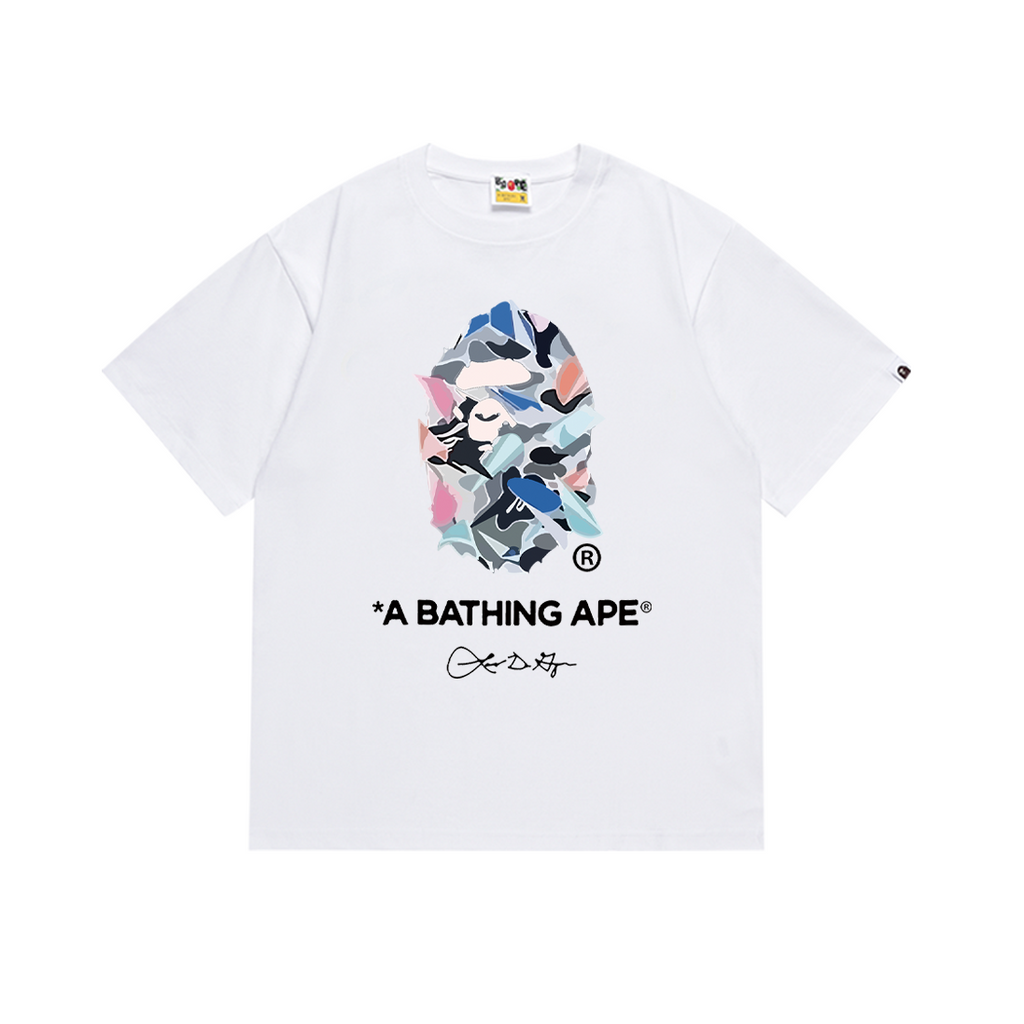 Bathing Shark and ape head print T-Shirt NextBlock