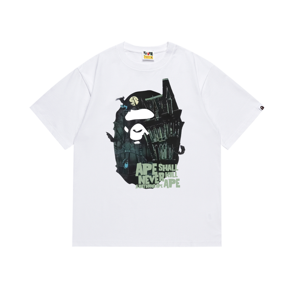 Bathing Shark and ape head print T-Shirt NextBlock