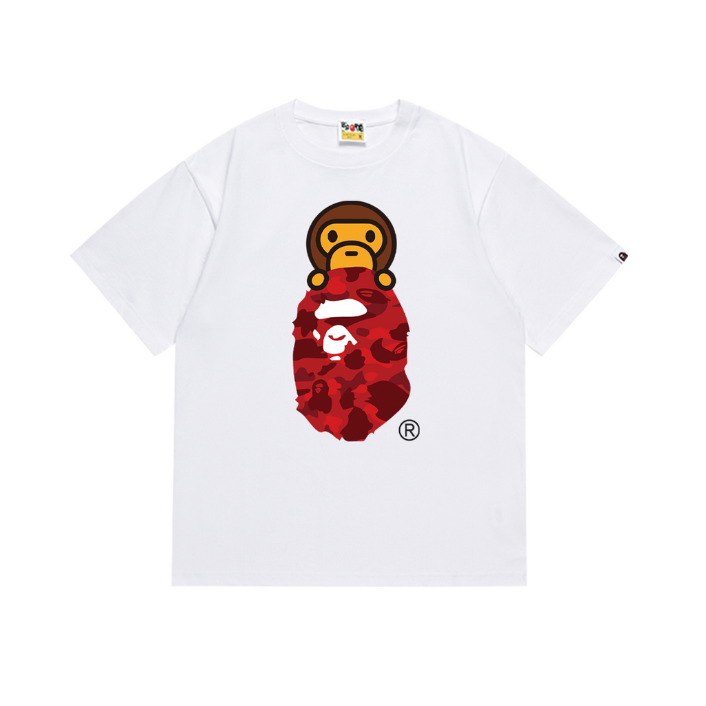 Bathing Shark and ape head print T-Shirt NextBlock