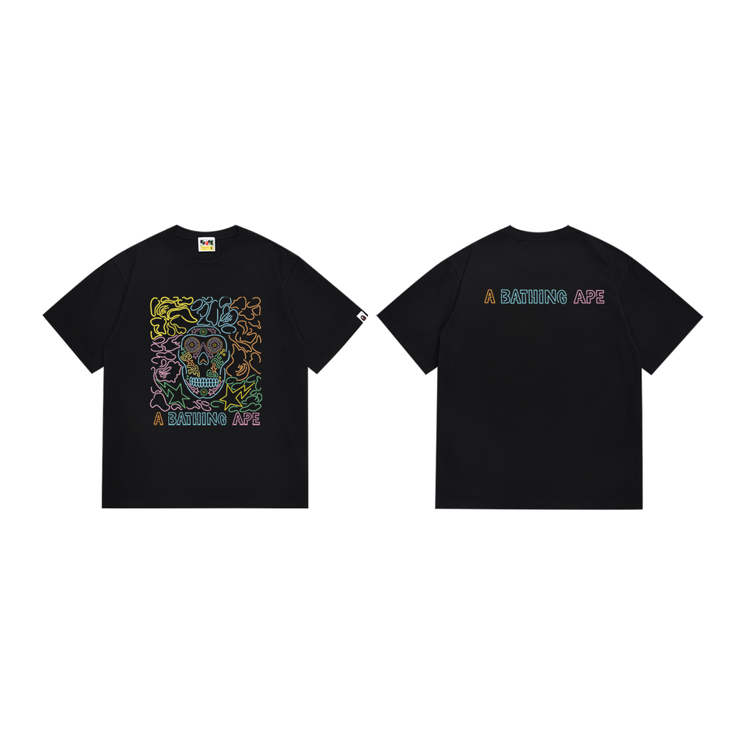 Bathing Shark and ape head print T-Shirt NextBlock
