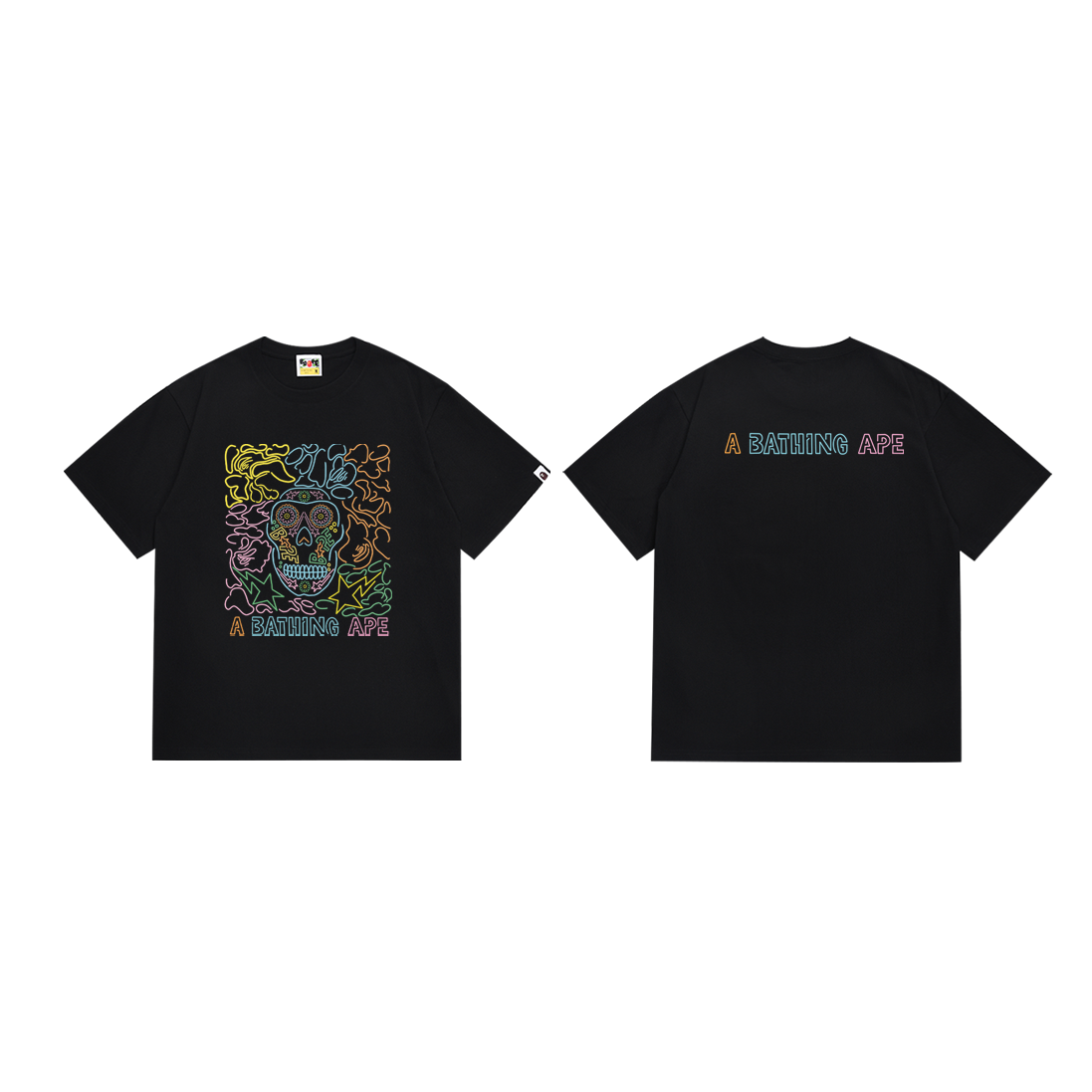 Bathing Shark and ape head print T-Shirt NextBlock