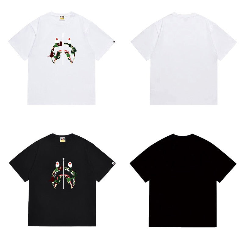 Bathing Shark and ape head print T Shirts NextBlock