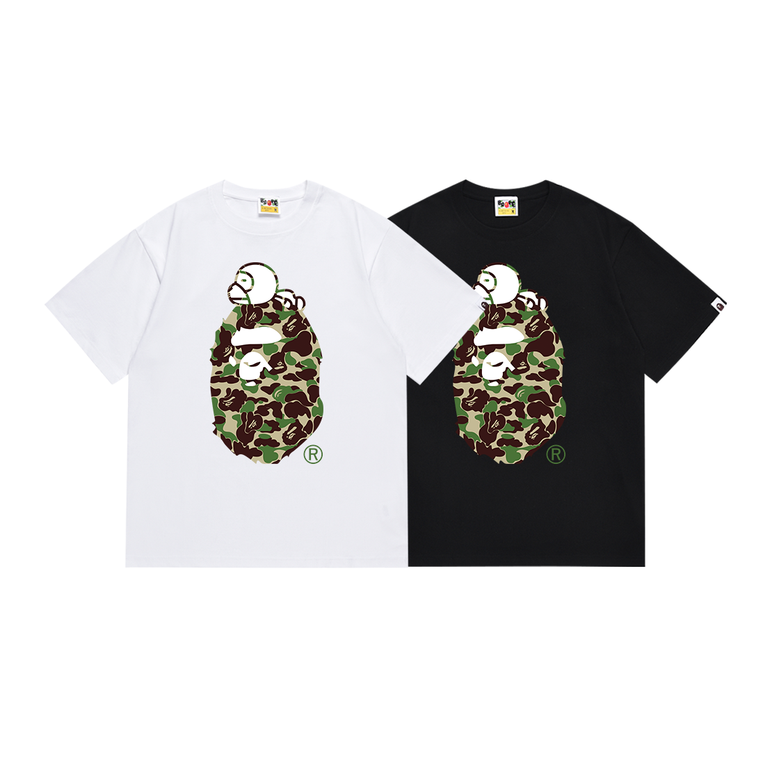 Bathing Shark and ape head print T-Shirt NextBlock