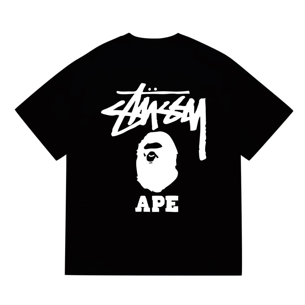 Bathing Shark and ape head print T-Shirt NextBlock