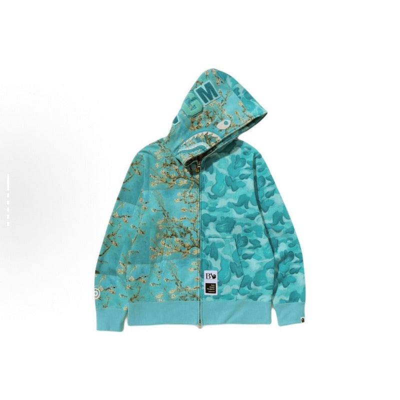 Bathing Shark and ape head print hoode BAPE van gogh joint wave sunflower NextBlock