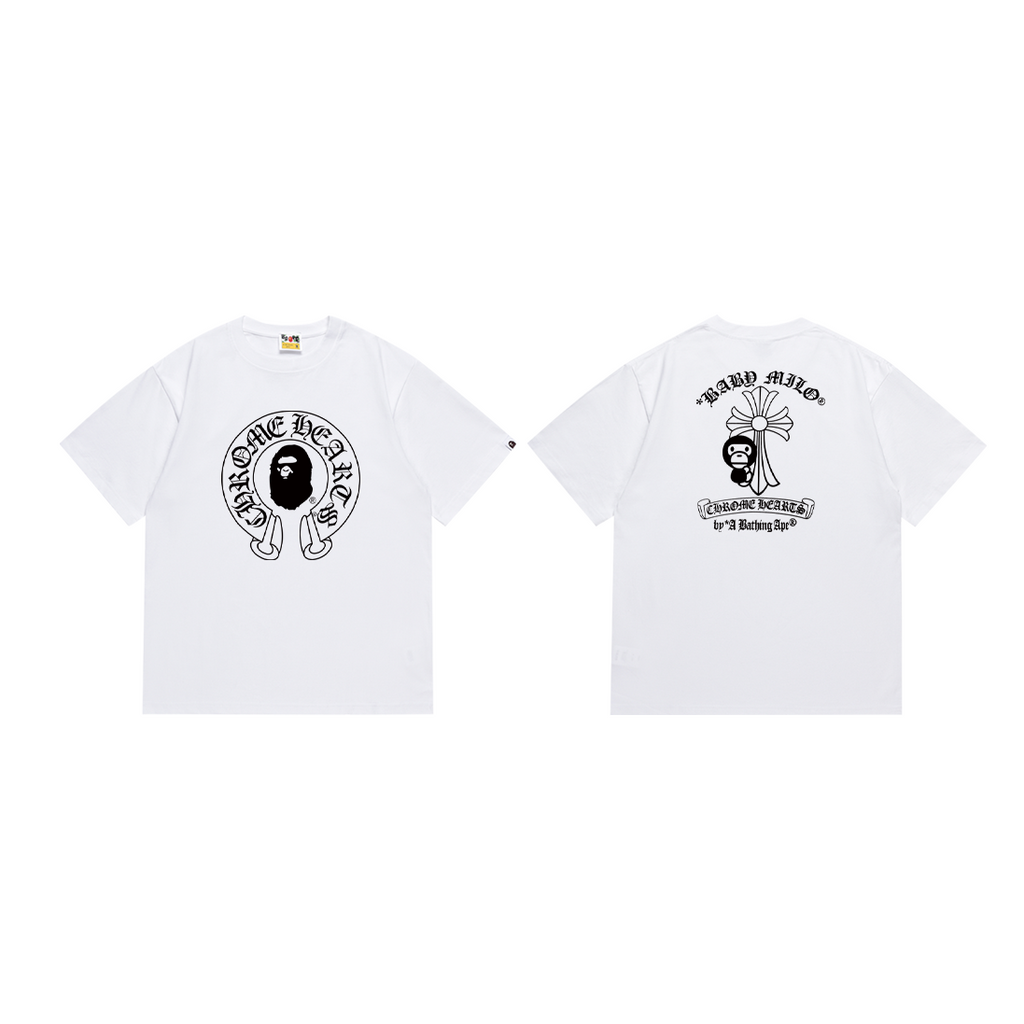 Bathing Shark and ape head print T-Shirt NextBlock
