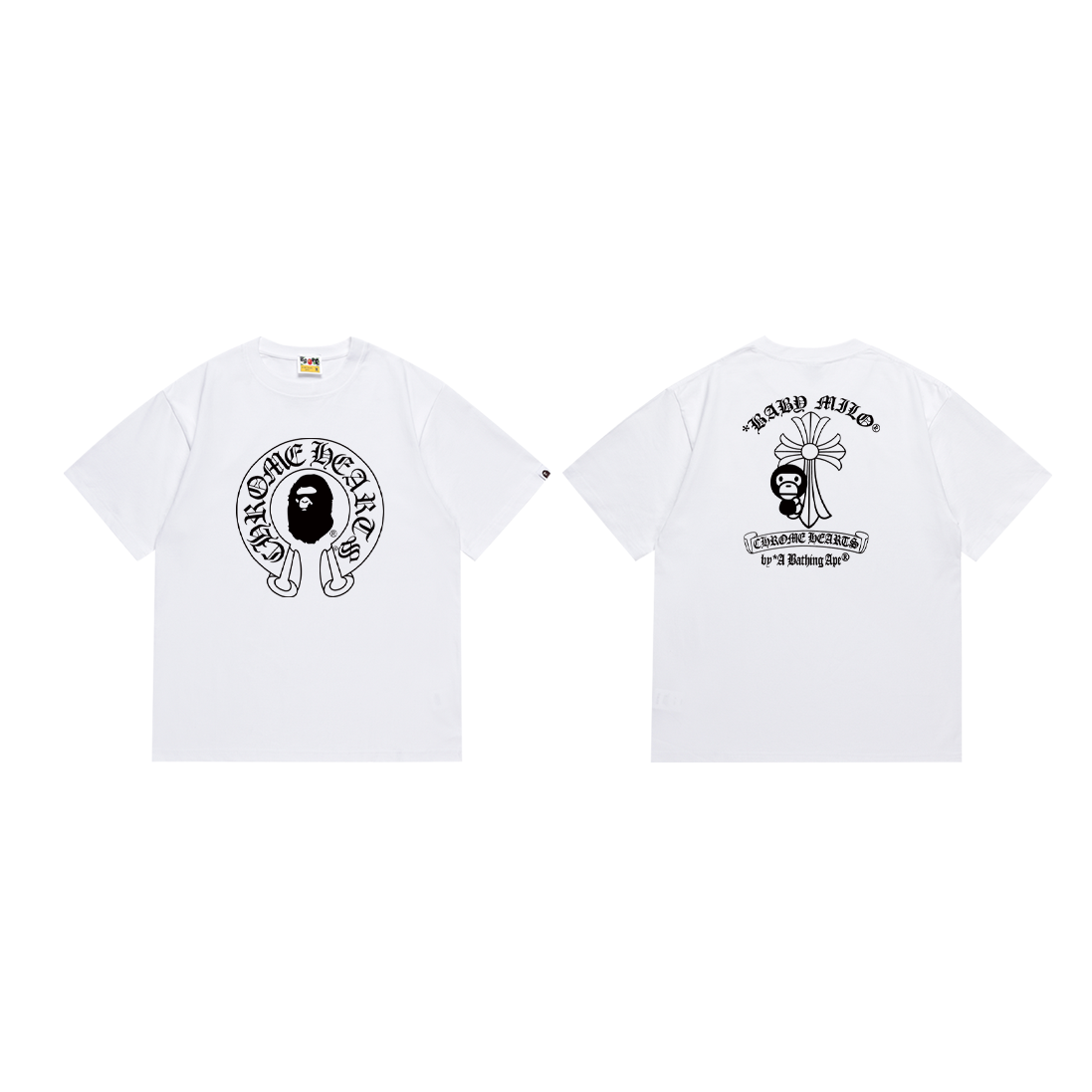 Bathing Shark and ape head print T-Shirt NextBlock