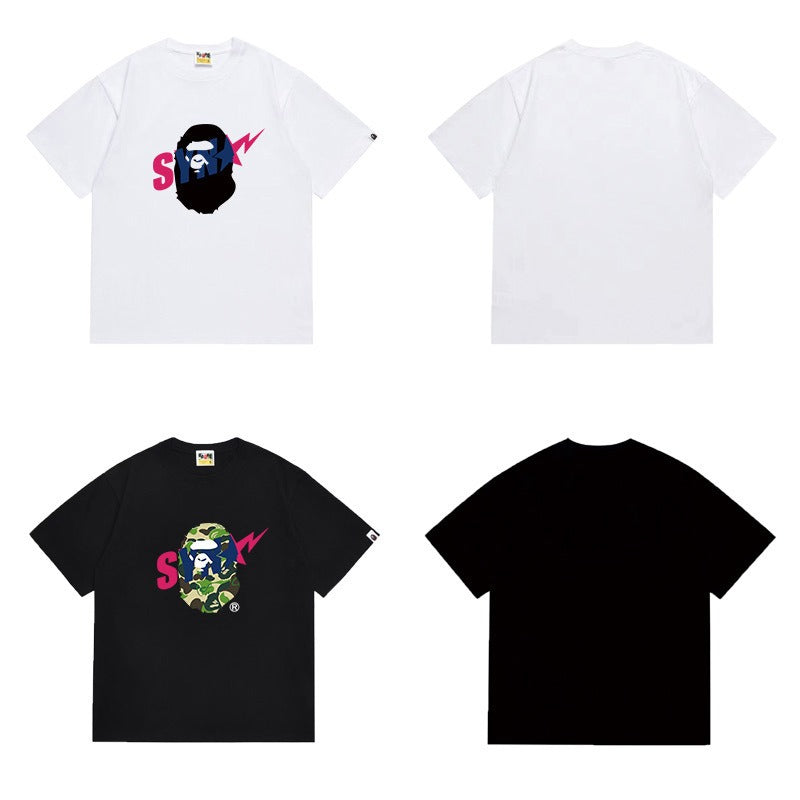 Bathing Shark and ape head print T Shirts NextBlock