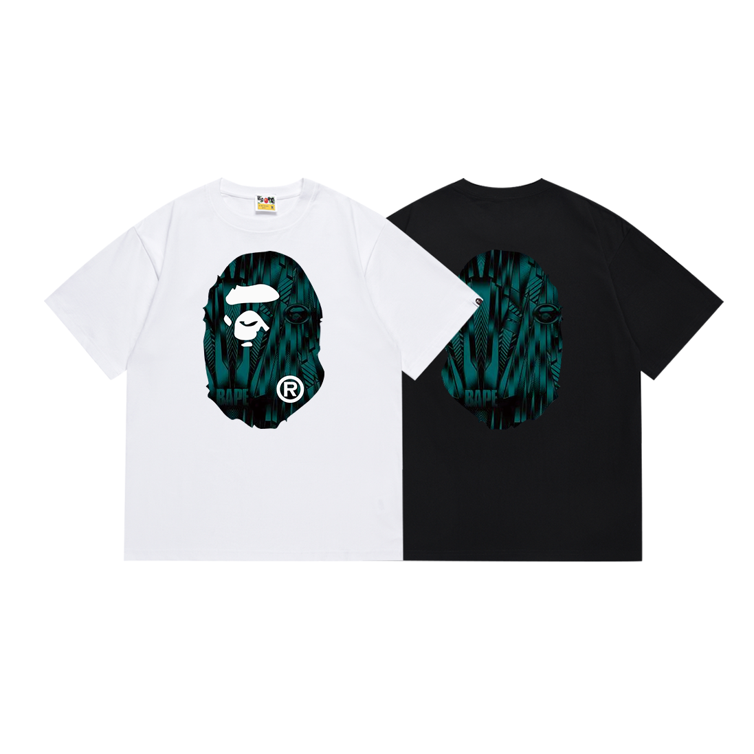 Bathing Shark and ape head print T Shirts NextBlock