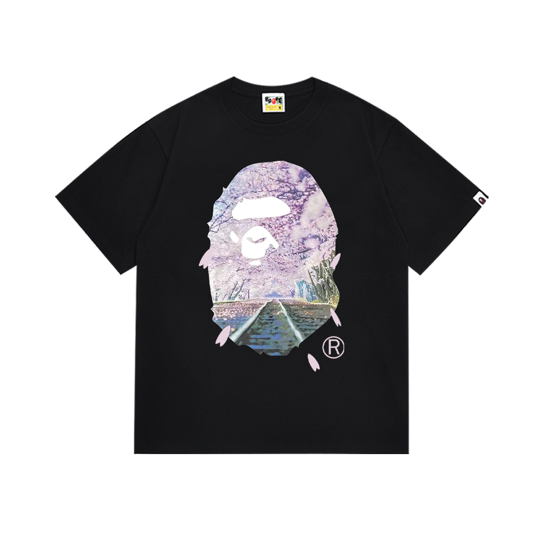 Bathing Shark and ape head print T-Shirt NextBlock
