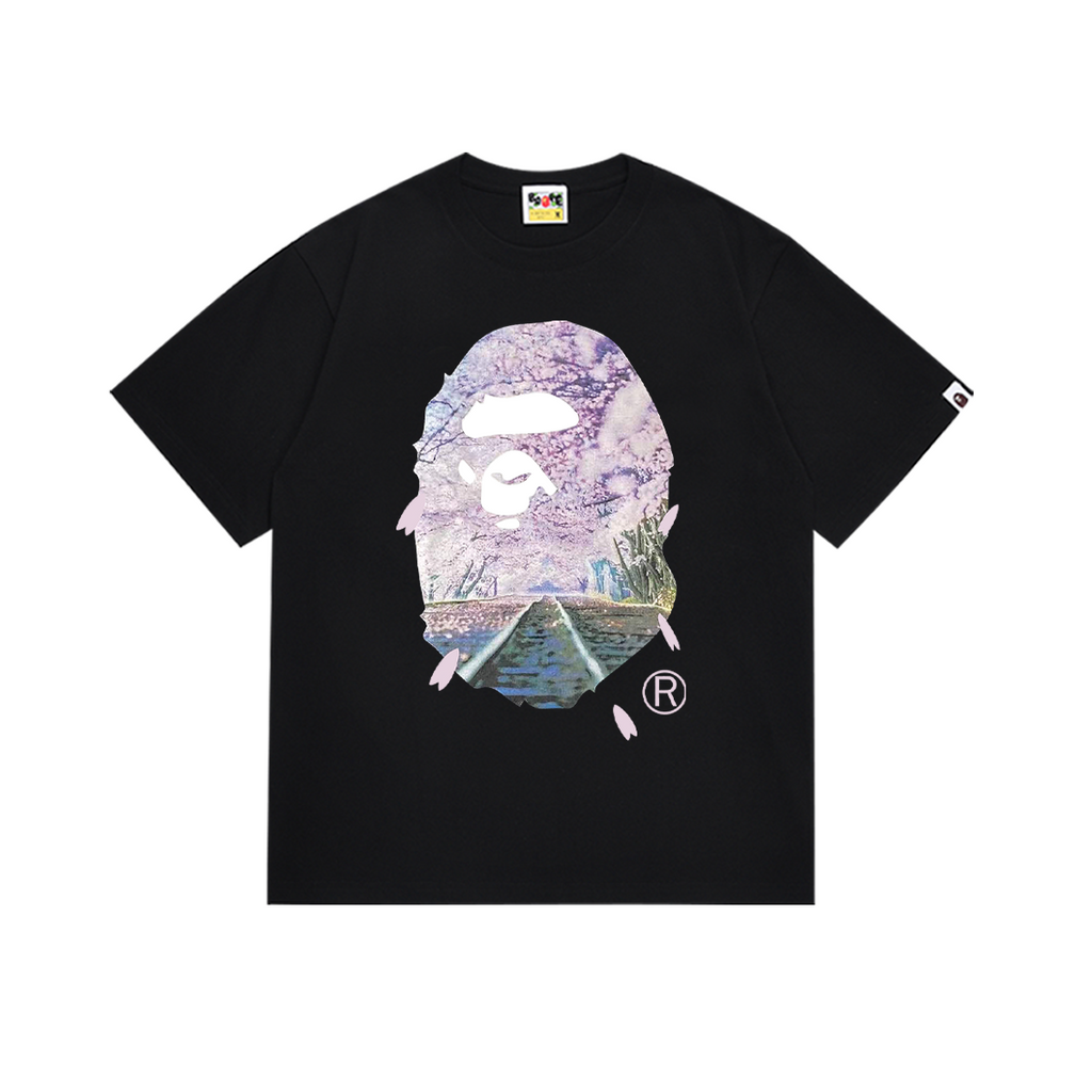 Bathing Shark and ape head print T-Shirt NextBlock