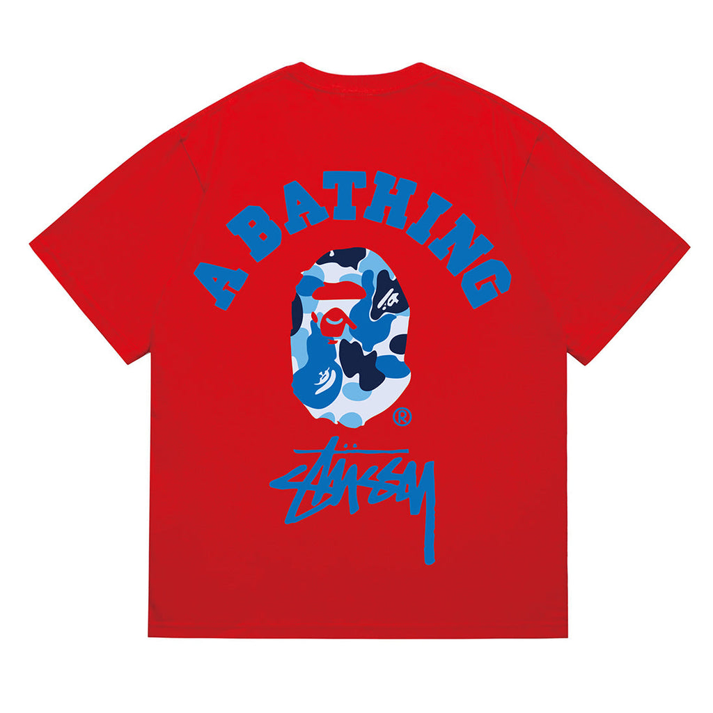 Bathing Shark and ape head print T-Shirt NextBlock