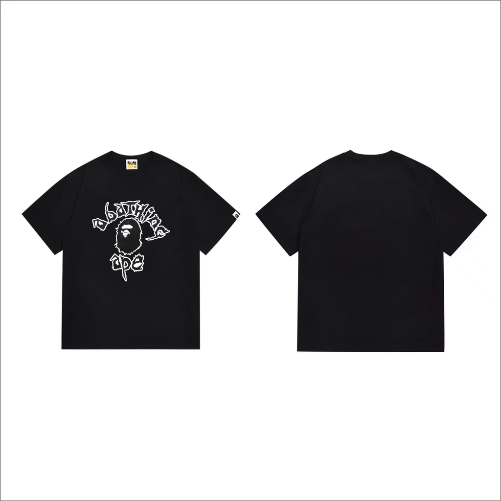 Bathing Shark and ape head print T-Shirt NextBlock