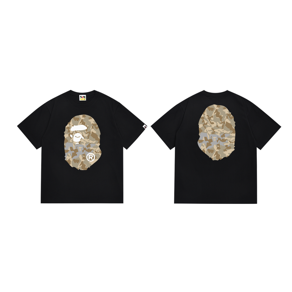 Bathing Shark and ape head print T-Shirt NextBlock