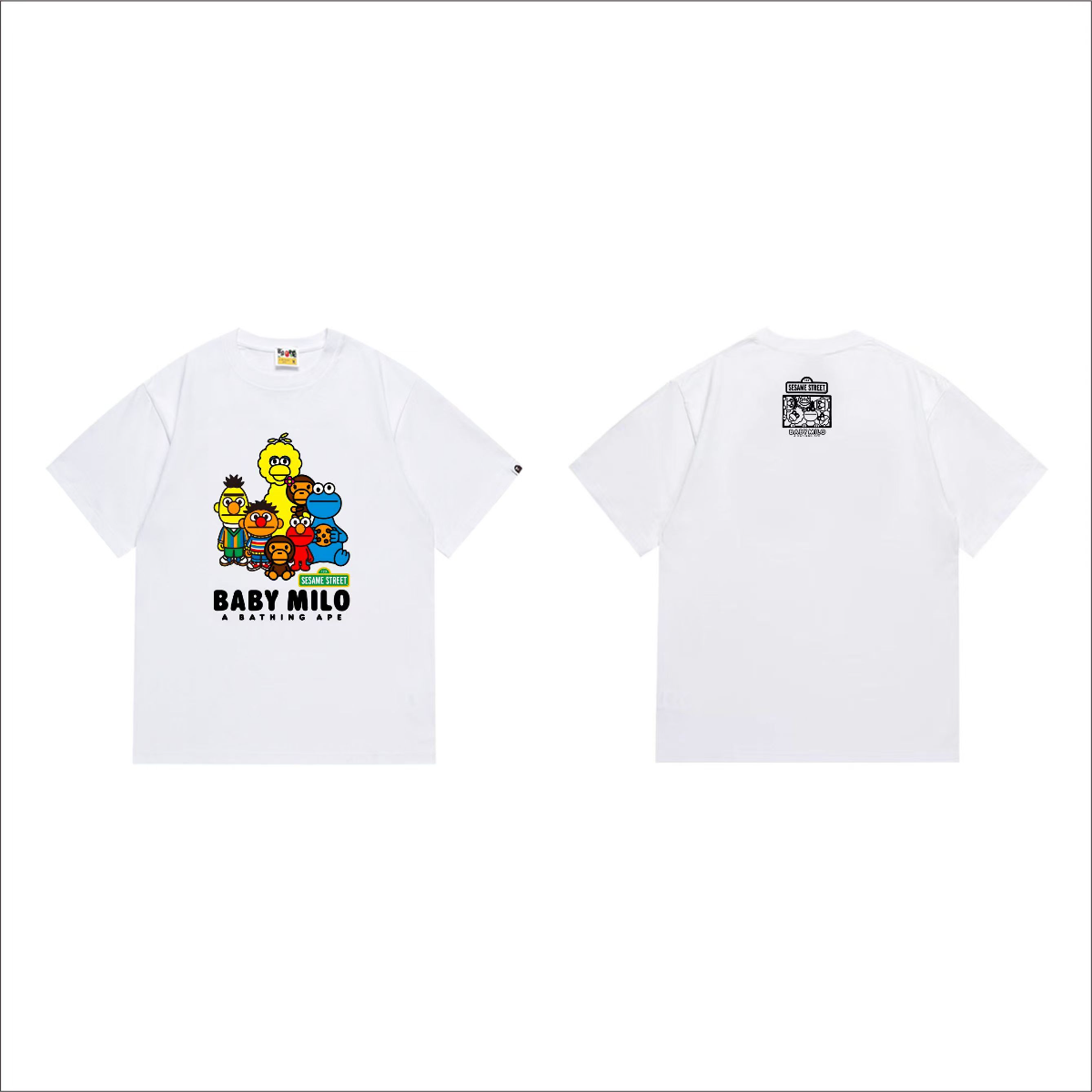Bathing Shark and ape head print T-Shirt NextBlock