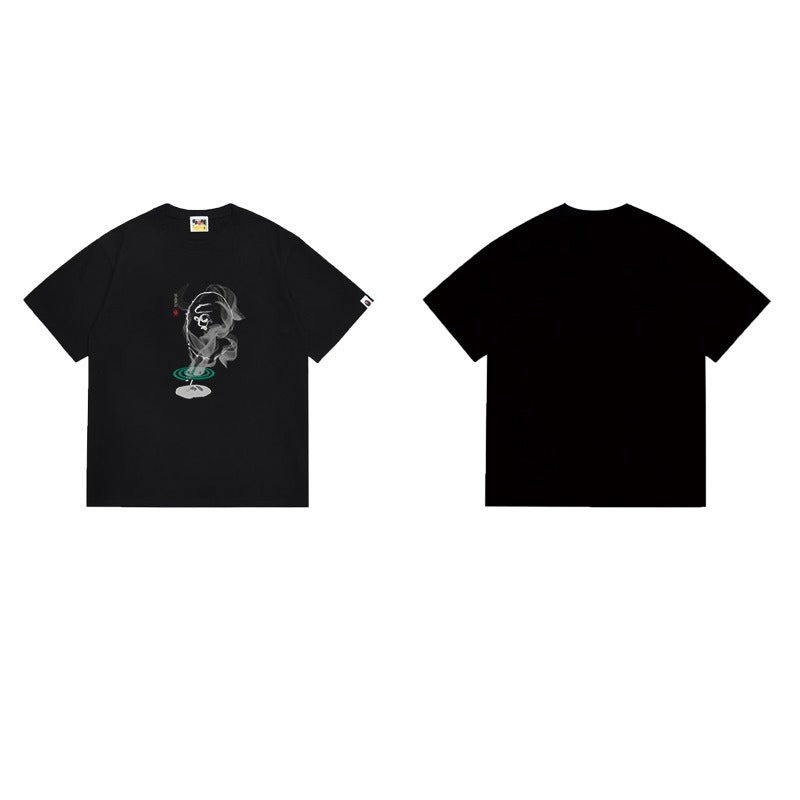 Bathing Shark and ape head print T Shirts NextBlock