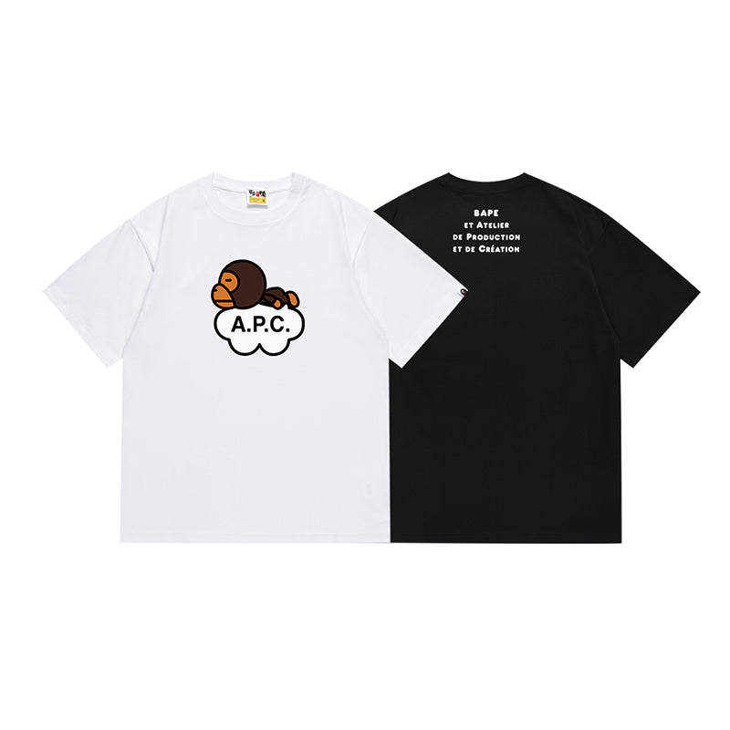 Bathing Shark and ape head print T Shirt NextBlock