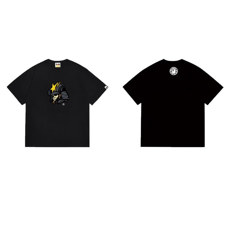 Bathing Shark and ape head print T Shirts NextBlock