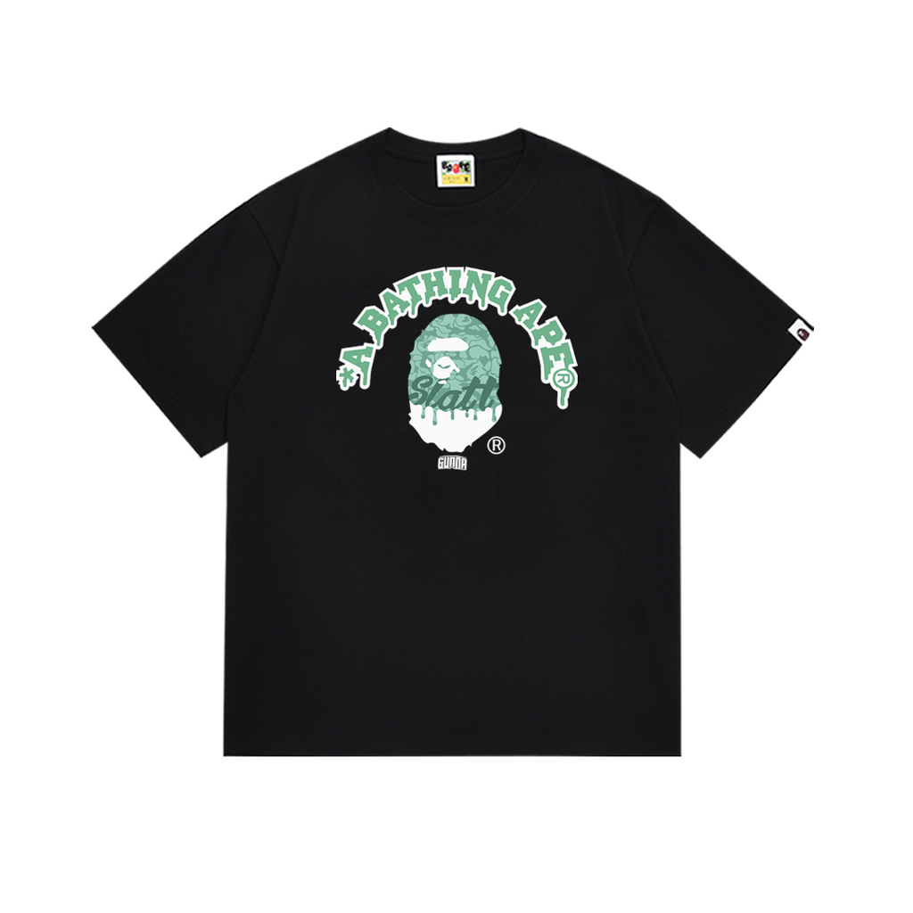 Bathing Shark and ape head print T-Shirt NextBlock