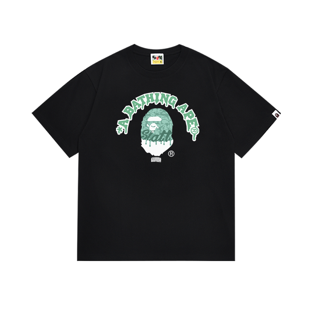 Bathing Shark and ape head print T-Shirt NextBlock