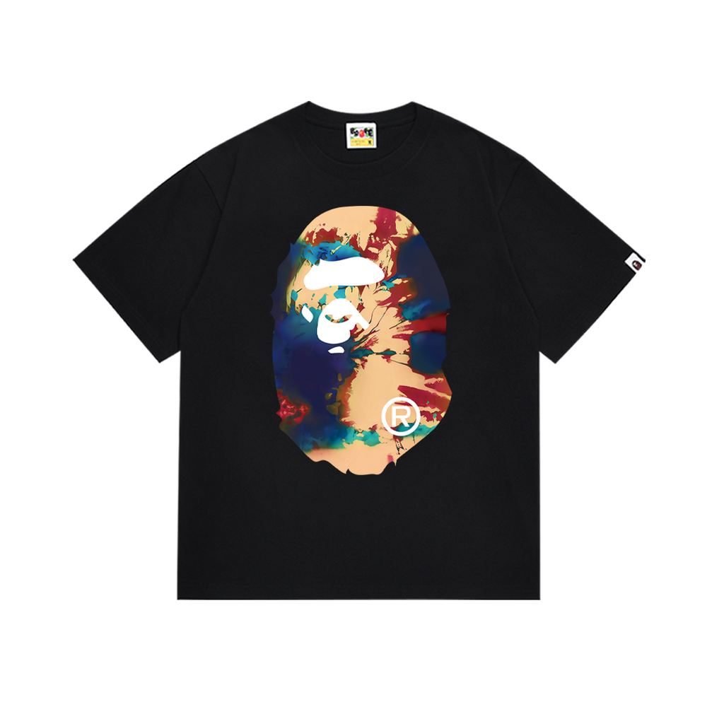 Bathing Shark and ape head print T-Shirt NextBlock