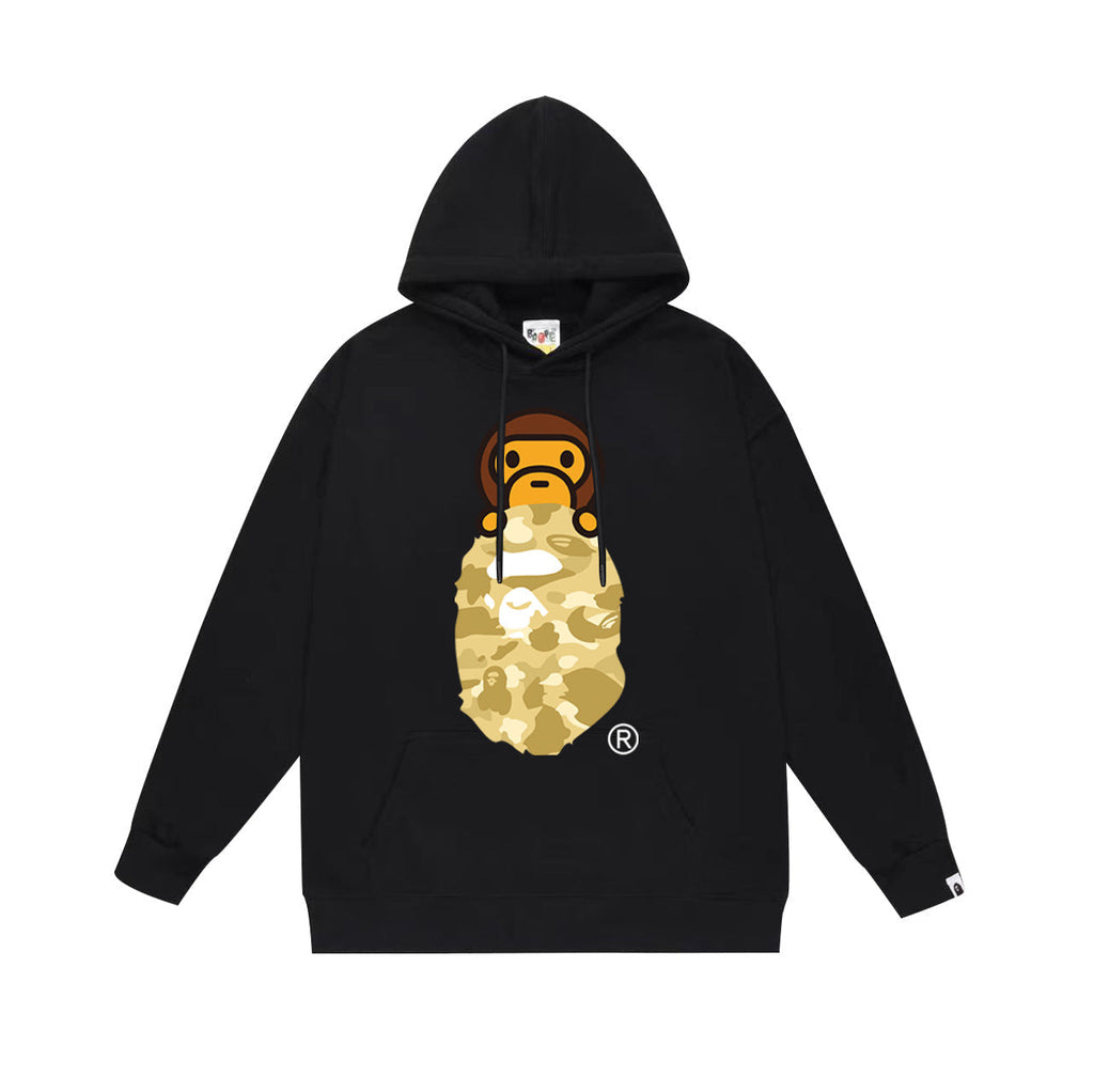 Bathing Shark and ape head print Hoodie Autumn / Winter Letter Print Loose Hoodie Pullover Ape Sweater NextBlock