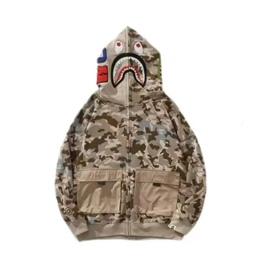 Bathing Shark and ape head print hoode BAPE desert bat NextBlock