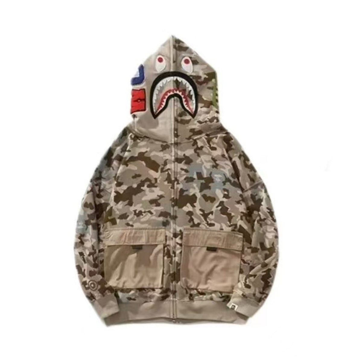 Bathing Shark and ape head print hoode BAPE desert bat NextBlock