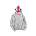 Bathing Shark and ape head print Hoodie Grey Pink Double Hood Cardigan Zip Hooded Fleece Shark NextBlock