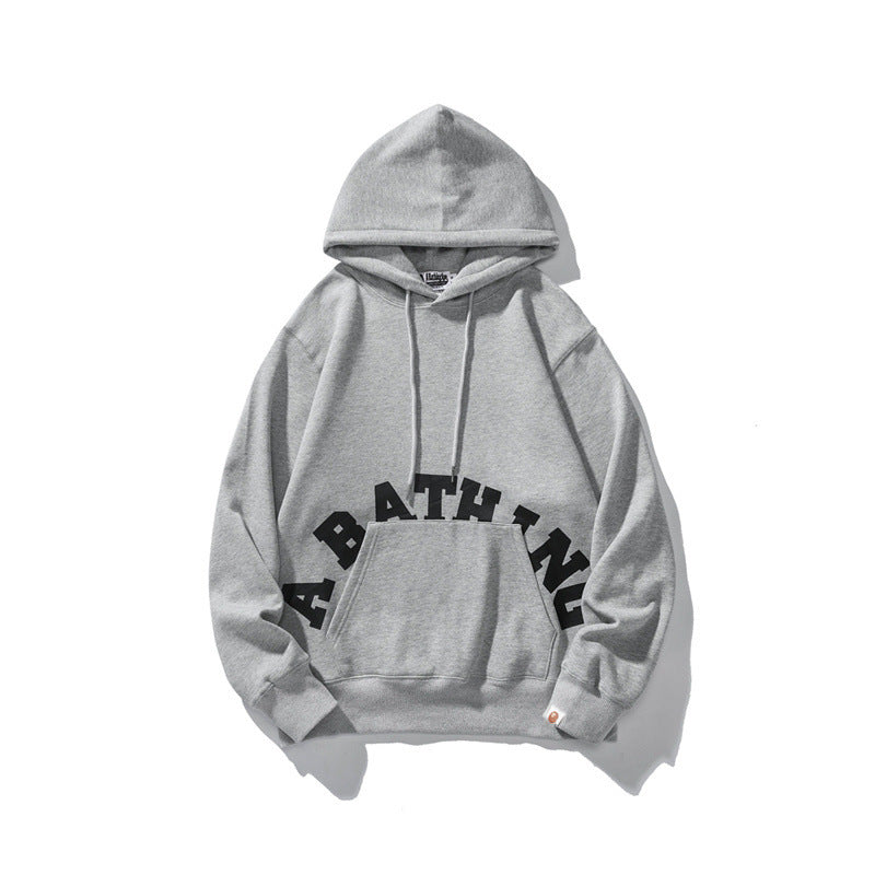 Bathing Shark and ape head print Hoodie Man Alphabet Print Solid Color Shark NextBlock