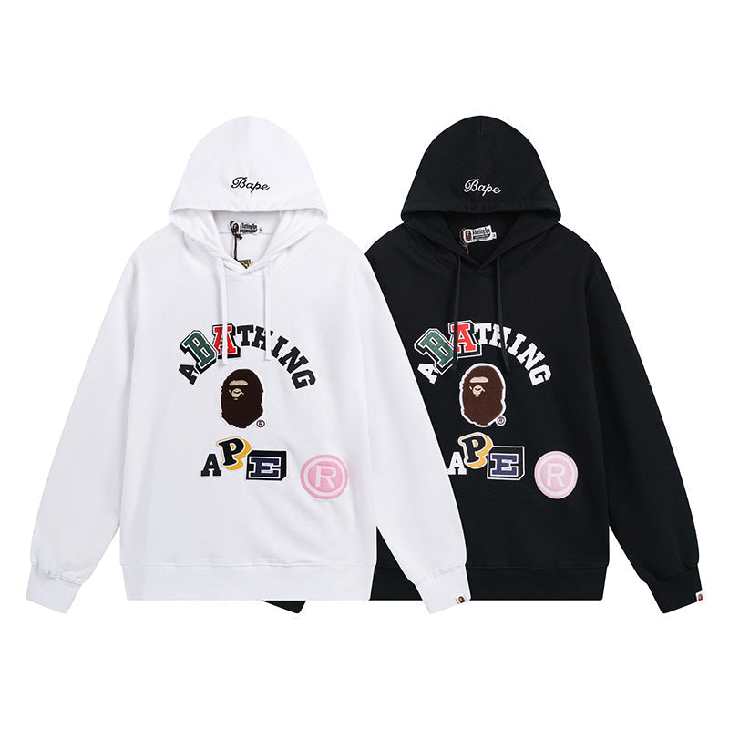 Bathing Shark and ape head print Hoodie Shark Head Sweater Colored Letter Print Fall / Winter Hooded Jacket NextBlock