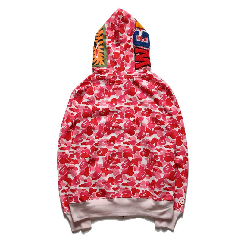 Bathing Shark and ape head print Hoodie Camouflage Alphabet Embroidery Shark Hooded NextBlock