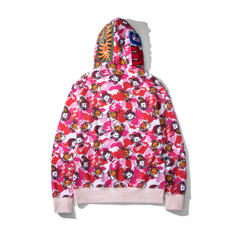 Bathing Shark and ape head print Hoodie Full Print Hello Kitty Cardigan Zipper NextBlock
