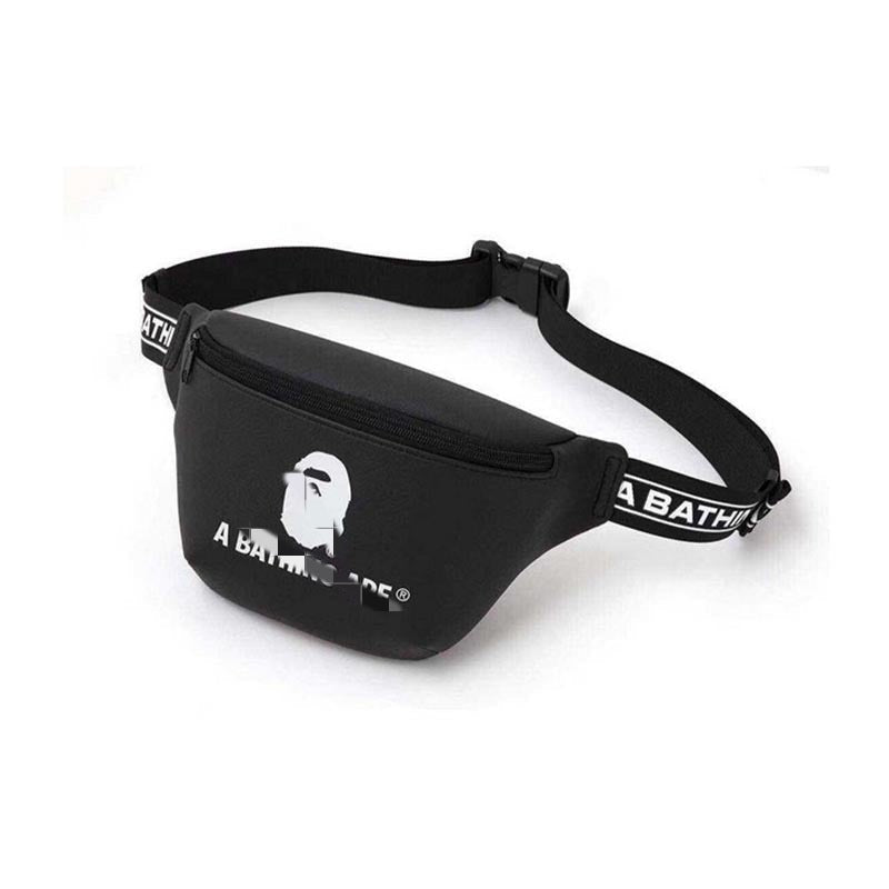 Bathing Shark and ape head print Bag Ape Head Black PU Leather Fanny Pack NextBlock