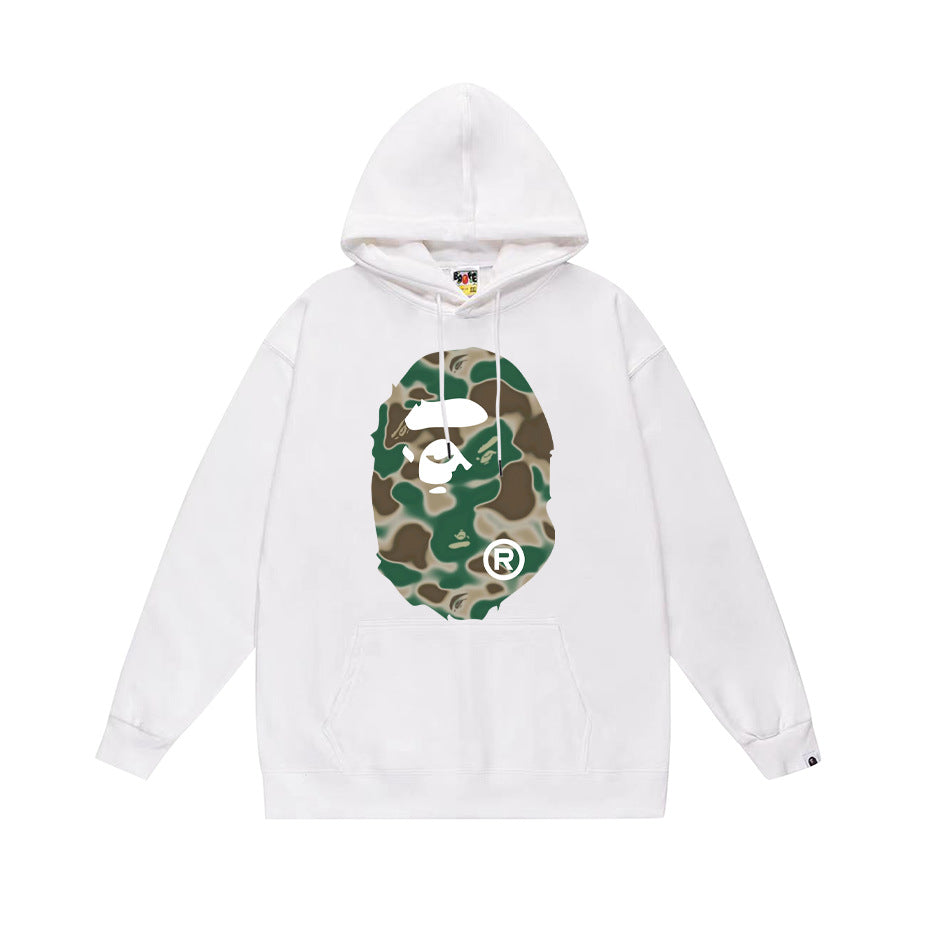 Bathing Shark and ape head print Hoodie Autumn / Winter Letter Print Loose Hoodie Pullover Ape Sweater NextBlock