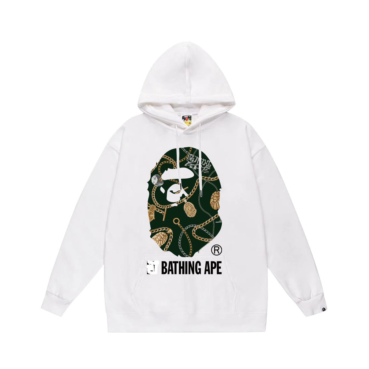 Bathing Shark and ape head print Hoodie Autumn / Winter Letter Print Loose Hoodie Pullover Ape Sweater NextBlock