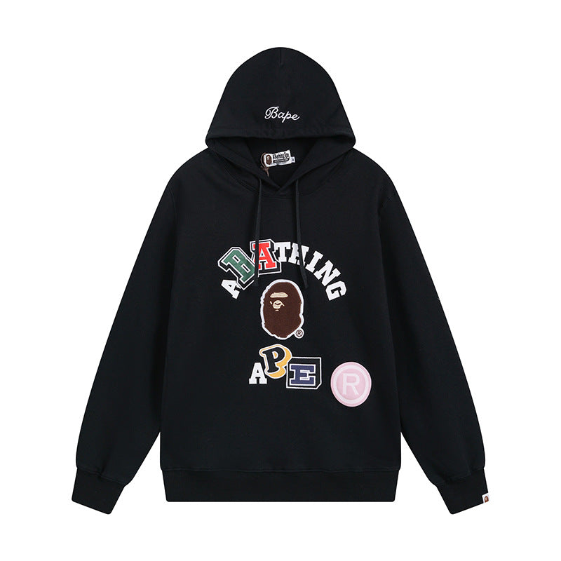 Bathing Shark and ape head print Hoodie Shark Head Sweater Colored Letter Print Fall / Winter Hooded Jacket NextBlock