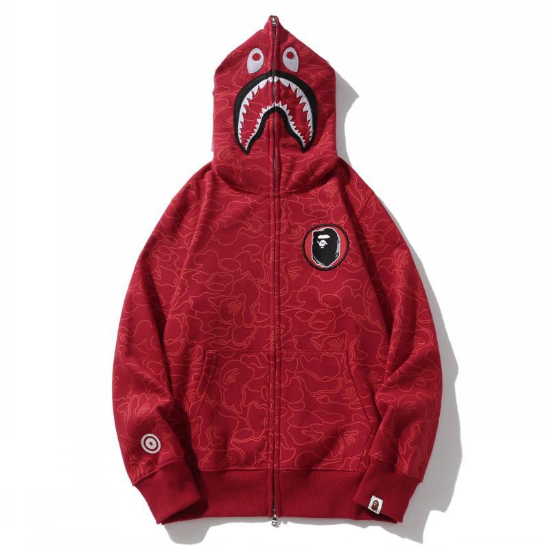 Bathing Shark and ape head print Hoodie Camouflage Shark Head Zipper NextBlock