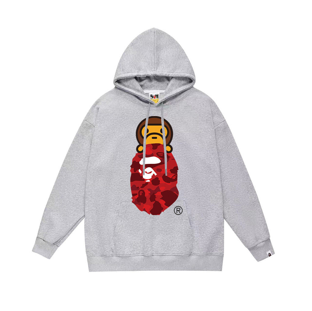 Bathing Shark and ape head print Hoodie Autumn / Winter Letter Print Loose Hoodie Pullover Ape Sweater NextBlock