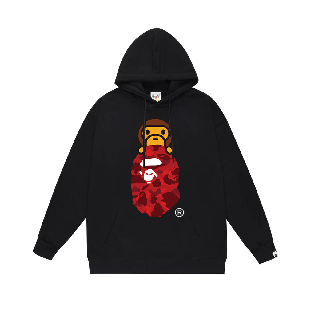 Bathing Shark and ape head print Hoodie Autumn / Winter Letter Print Loose Hoodie Pullover Ape Sweater NextBlock