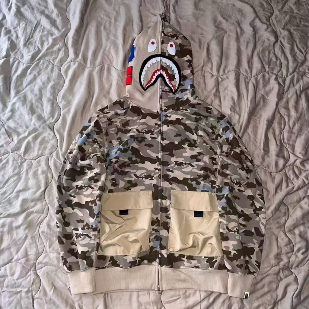 Bathing Shark and ape head print hoode BAPE desert bat NextBlock