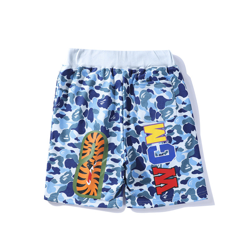 Bathing Shark and ape head print Shorts Camo Alphabet Shark WGM print beach pants NextBlock