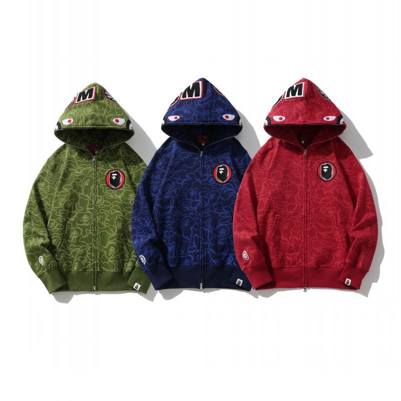Bathing Shark and ape head print Hoodie Camouflage Shark Head Zipper NextBlock