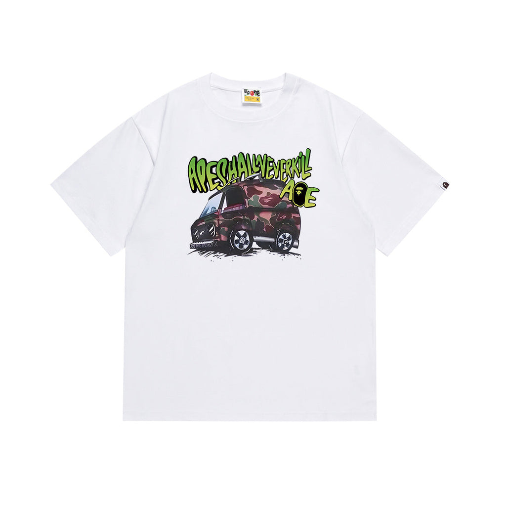 BAPE Bathing Shark and ape head print T Shirt NextBlock
