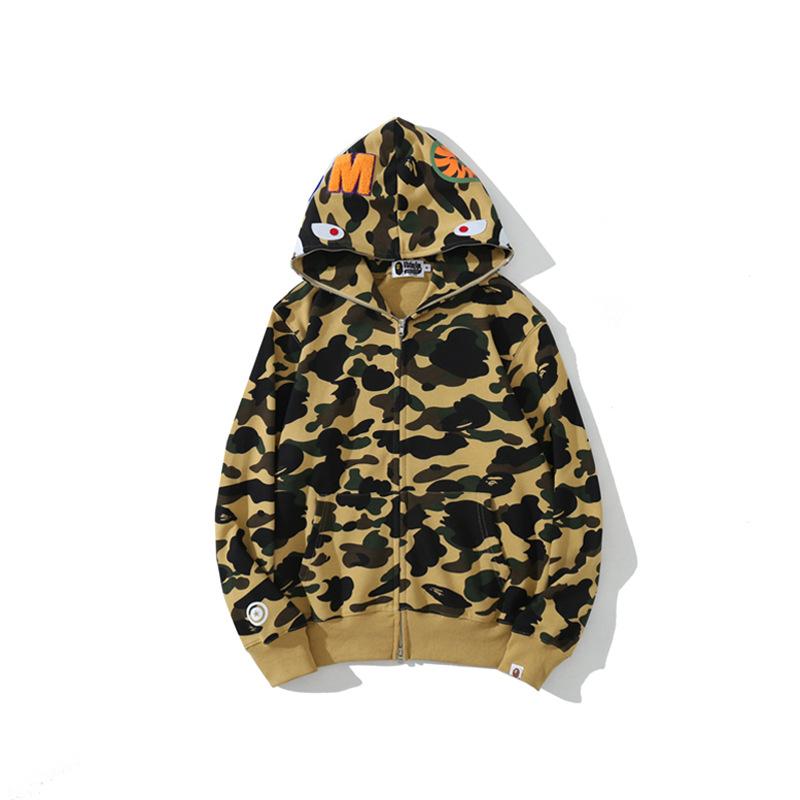 Bathing Shark and ape head print Hoodie Autumn and Winter Shark Head Terry Sweater Men's and Women's Casual Camouflage T NextBlock