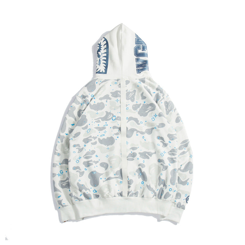 Bathing Shark and ape head print Hoodie Luminous Star Print Jacket NextBlock